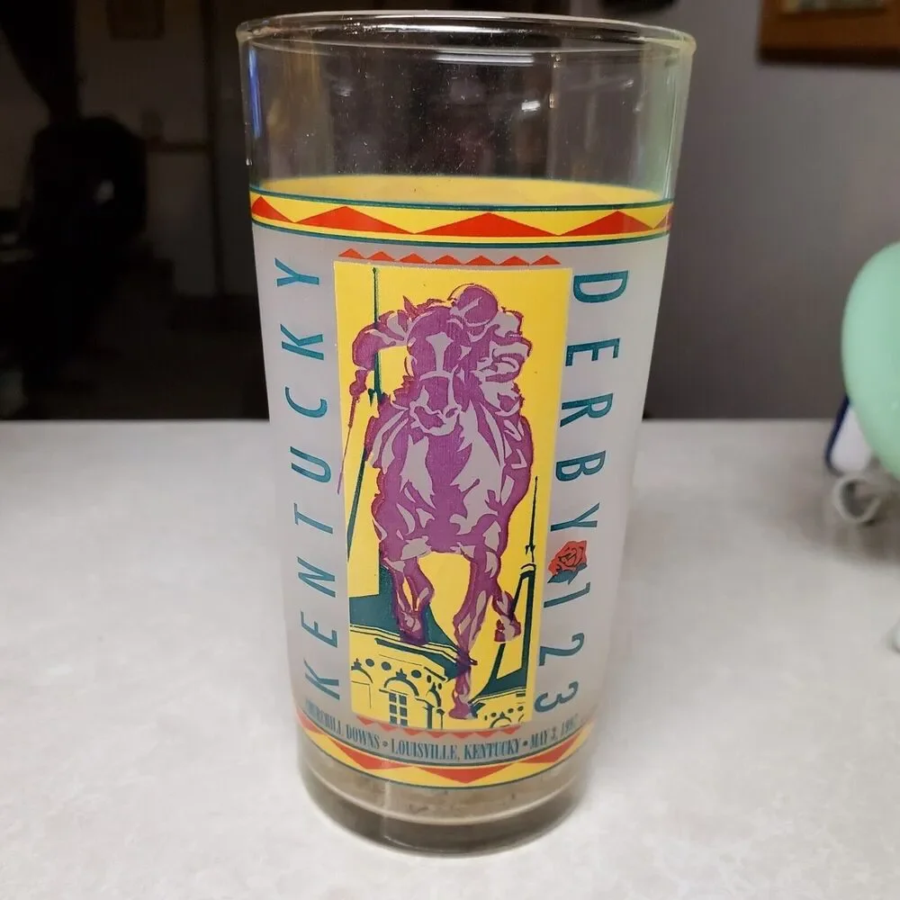 1997 Kentucky Derby 123th Mint Julep Beverage Glass Set Of 4